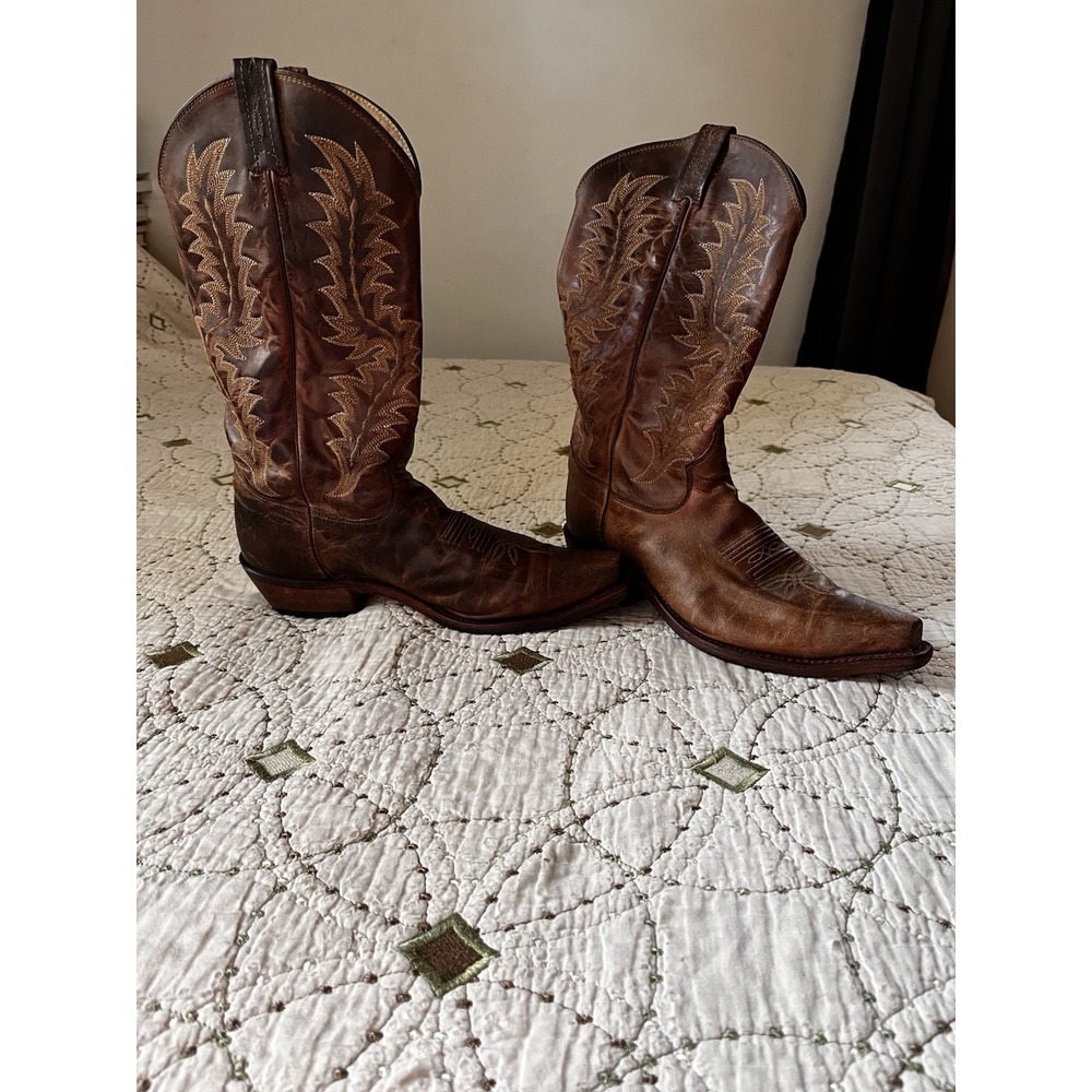 Tony Lama  Sz 9 D Tan Saigets Worn Goat Boots Style #6979 Snip Or Point Toe USA